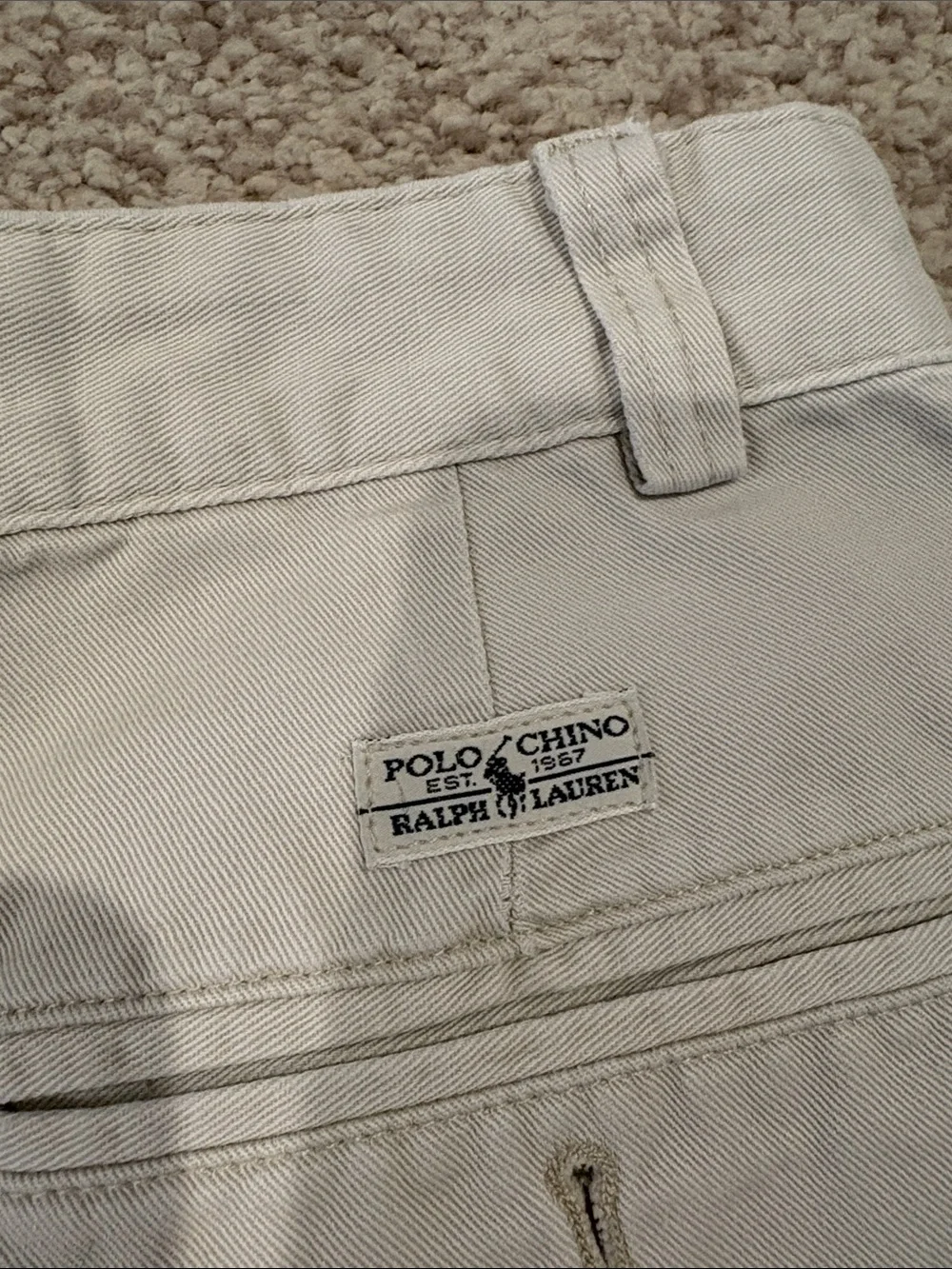 Vintage Polo by Ralph Lauren Cream Flat-Front Chino Shorts